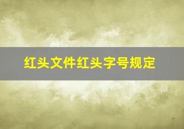 红头文件红头字号规定