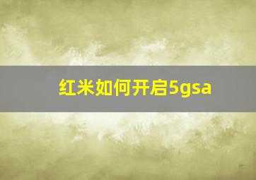 红米如何开启5gsa