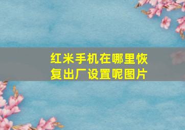 红米手机在哪里恢复出厂设置呢图片