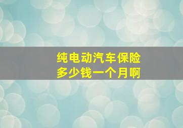 纯电动汽车保险多少钱一个月啊