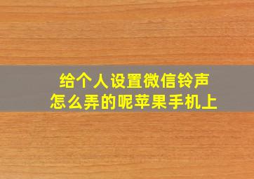 给个人设置微信铃声怎么弄的呢苹果手机上