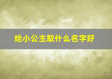 给小公主取什么名字好