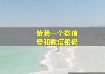 给我一个微信号和微信密码