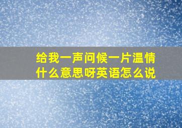 给我一声问候一片温情什么意思呀英语怎么说