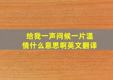 给我一声问候一片温情什么意思啊英文翻译