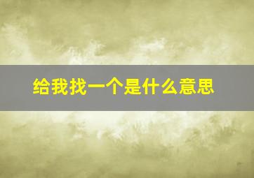 给我找一个是什么意思