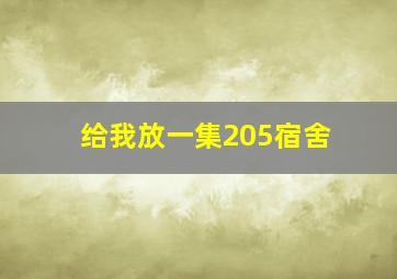 给我放一集205宿舍