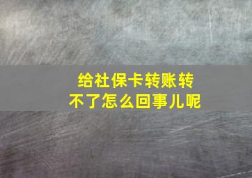 给社保卡转账转不了怎么回事儿呢