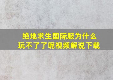 绝地求生国际服为什么玩不了了呢视频解说下载