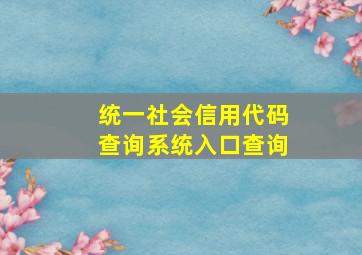 统一社会信用代码查询系统入口查询