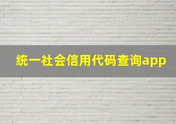 统一社会信用代码查询app