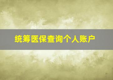 统筹医保查询个人账户