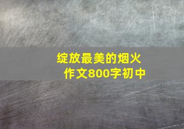 绽放最美的烟火作文800字初中