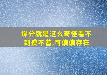 缘分就是这么奇怪看不到摸不着,可偏偏存在