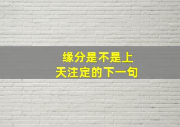 缘分是不是上天注定的下一句