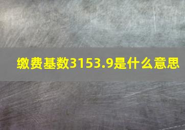 缴费基数3153.9是什么意思