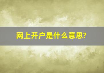 网上开户是什么意思?