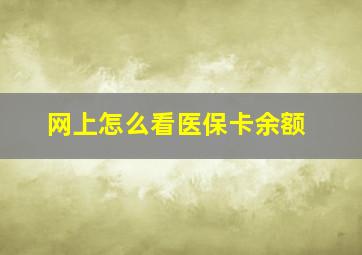 网上怎么看医保卡余额