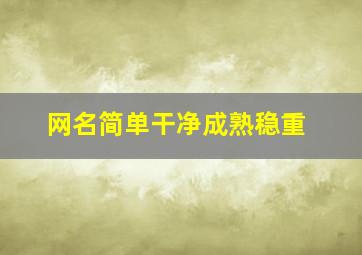 网名简单干净成熟稳重