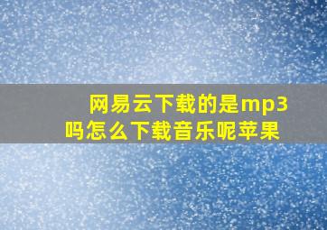 网易云下载的是mp3吗怎么下载音乐呢苹果