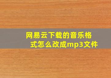 网易云下载的音乐格式怎么改成mp3文件