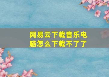 网易云下载音乐电脑怎么下载不了了