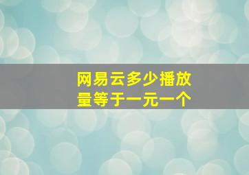 网易云多少播放量等于一元一个