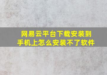 网易云平台下载安装到手机上怎么安装不了软件