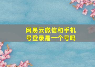 网易云微信和手机号登录是一个号吗