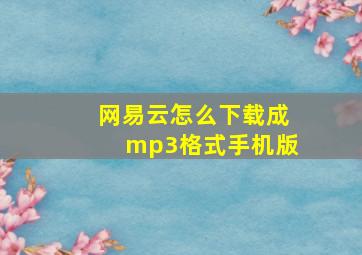 网易云怎么下载成mp3格式手机版