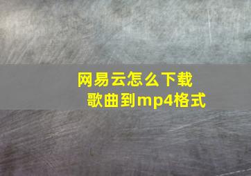 网易云怎么下载歌曲到mp4格式