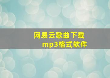 网易云歌曲下载mp3格式软件