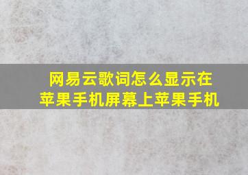 网易云歌词怎么显示在苹果手机屏幕上苹果手机