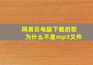 网易云电脑下载的歌为什么不是mp3文件