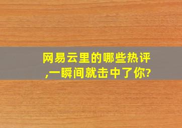 网易云里的哪些热评,一瞬间就击中了你?