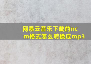 网易云音乐下载的ncm格式怎么转换成mp3