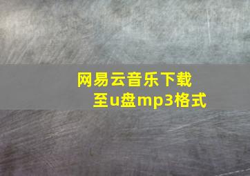 网易云音乐下载至u盘mp3格式