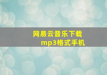 网易云音乐下载mp3格式手机