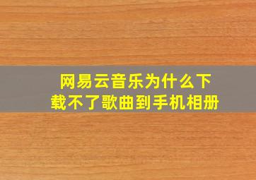 网易云音乐为什么下载不了歌曲到手机相册