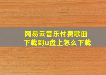 网易云音乐付费歌曲下载到u盘上怎么下载