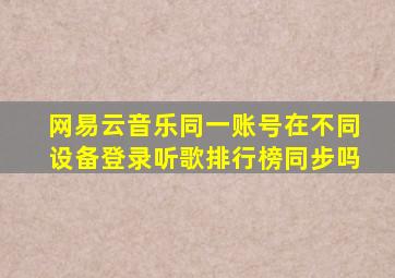 网易云音乐同一账号在不同设备登录听歌排行榜同步吗