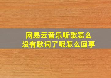 网易云音乐听歌怎么没有歌词了呢怎么回事