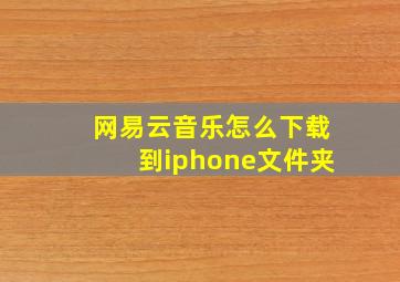 网易云音乐怎么下载到iphone文件夹