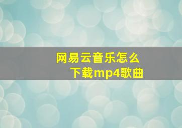 网易云音乐怎么下载mp4歌曲