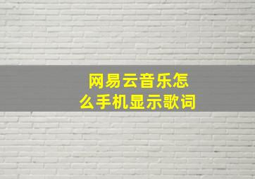 网易云音乐怎么手机显示歌词