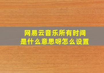 网易云音乐所有时间是什么意思呀怎么设置