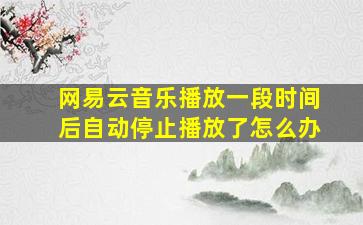 网易云音乐播放一段时间后自动停止播放了怎么办