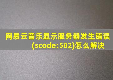 网易云音乐显示服务器发生错误(scode:502)怎么解决