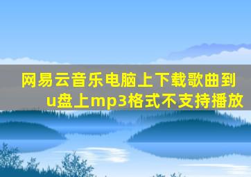 网易云音乐电脑上下载歌曲到u盘上mp3格式不支持播放