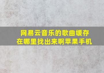 网易云音乐的歌曲缓存在哪里找出来啊苹果手机